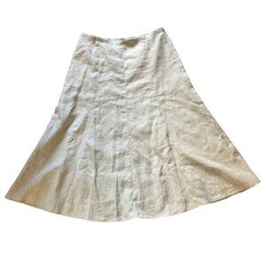 Talbots NWT Midi Skirt All Linen Cotton Lining Side Zip Lt. Khaki, sz. 12